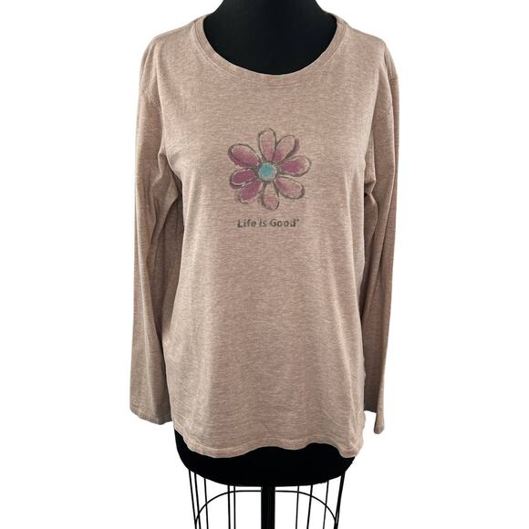 LIFE IS GOOD Beige XL Top Floral Crew Neck Long Sleeve Pullover Regular Fit - Picture 1 of 11